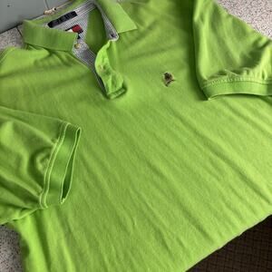 Vintage Y2K TOMMY HILFIGER Men’s Lime Green Short Sleeve Polo XL Preppy Clean